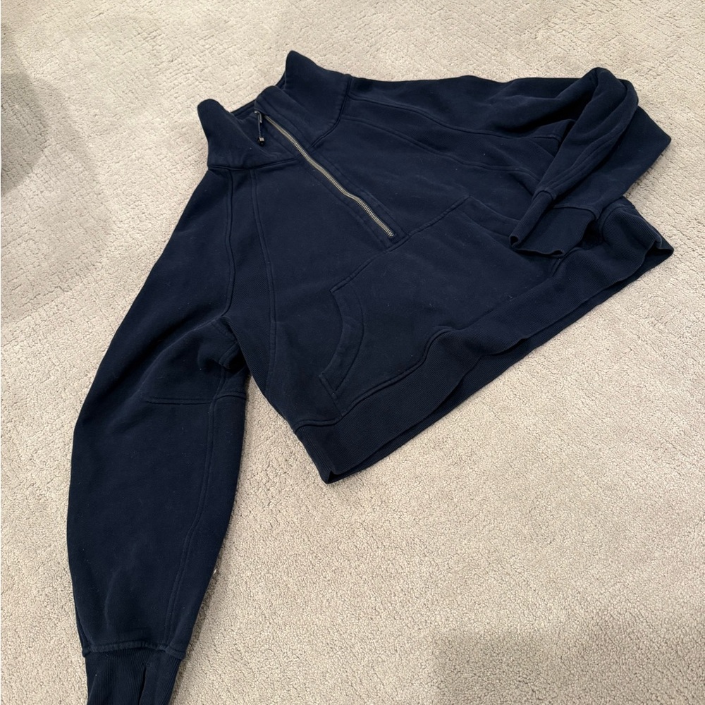 lululemon athletica Navy Blue Half-Zip Funnel Neck Scuba Sweatshirt
